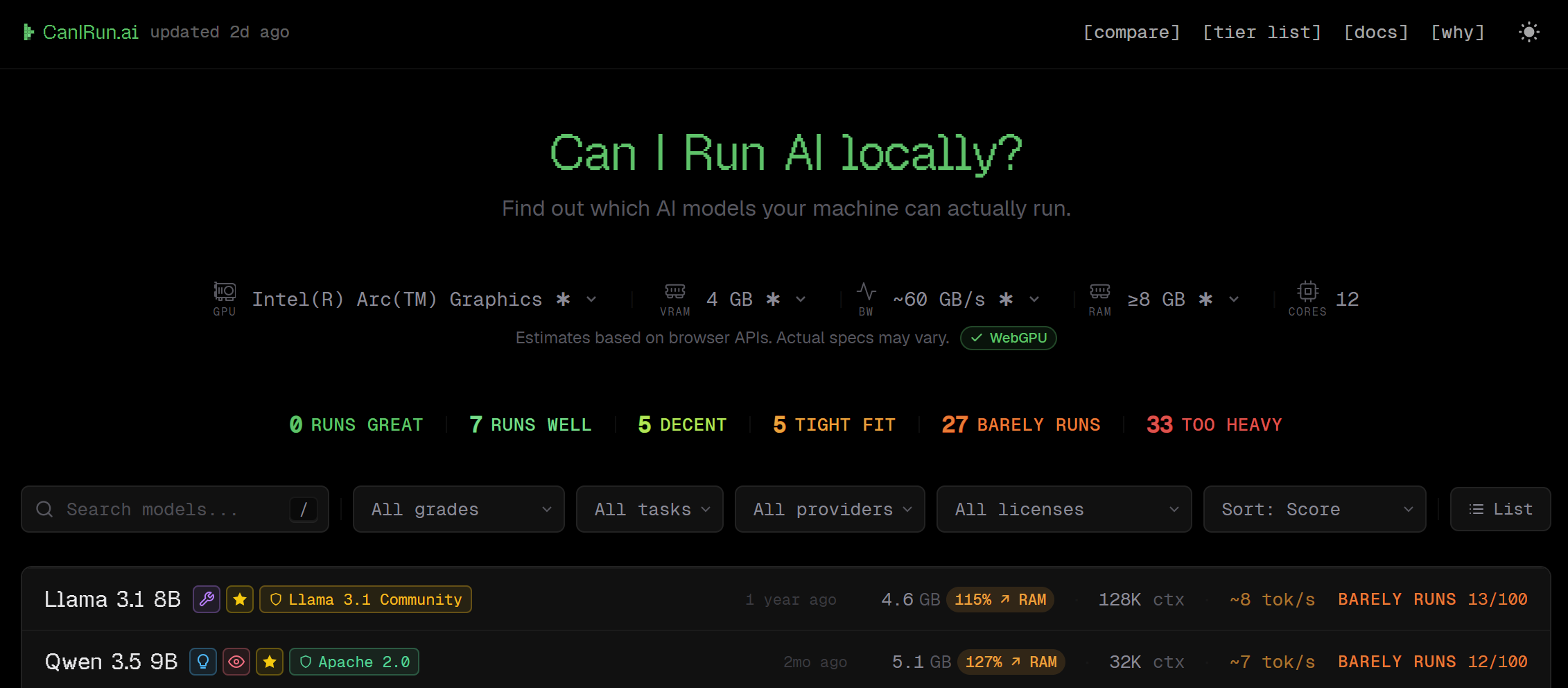 CanIRun.ai:浏览器一键检测本地AI兼容性